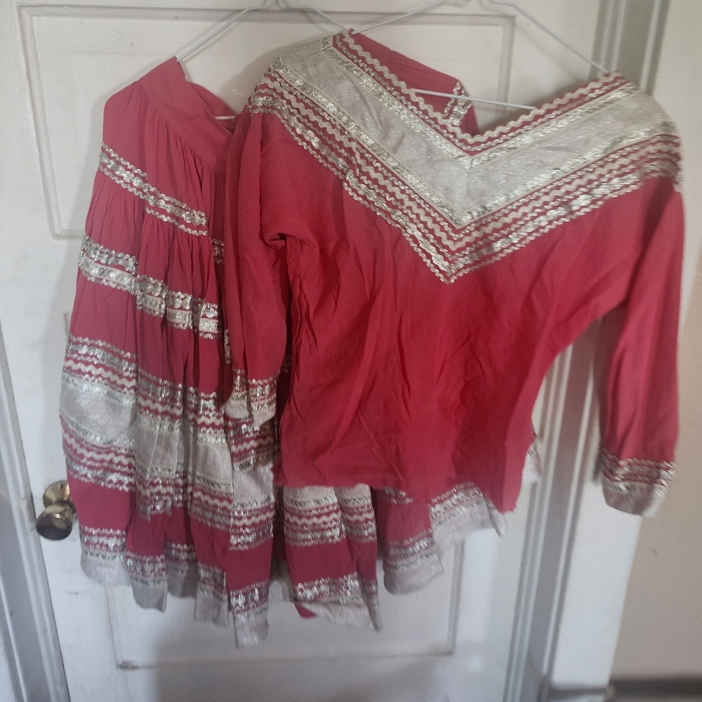Red and Silver Traditional Dress Set